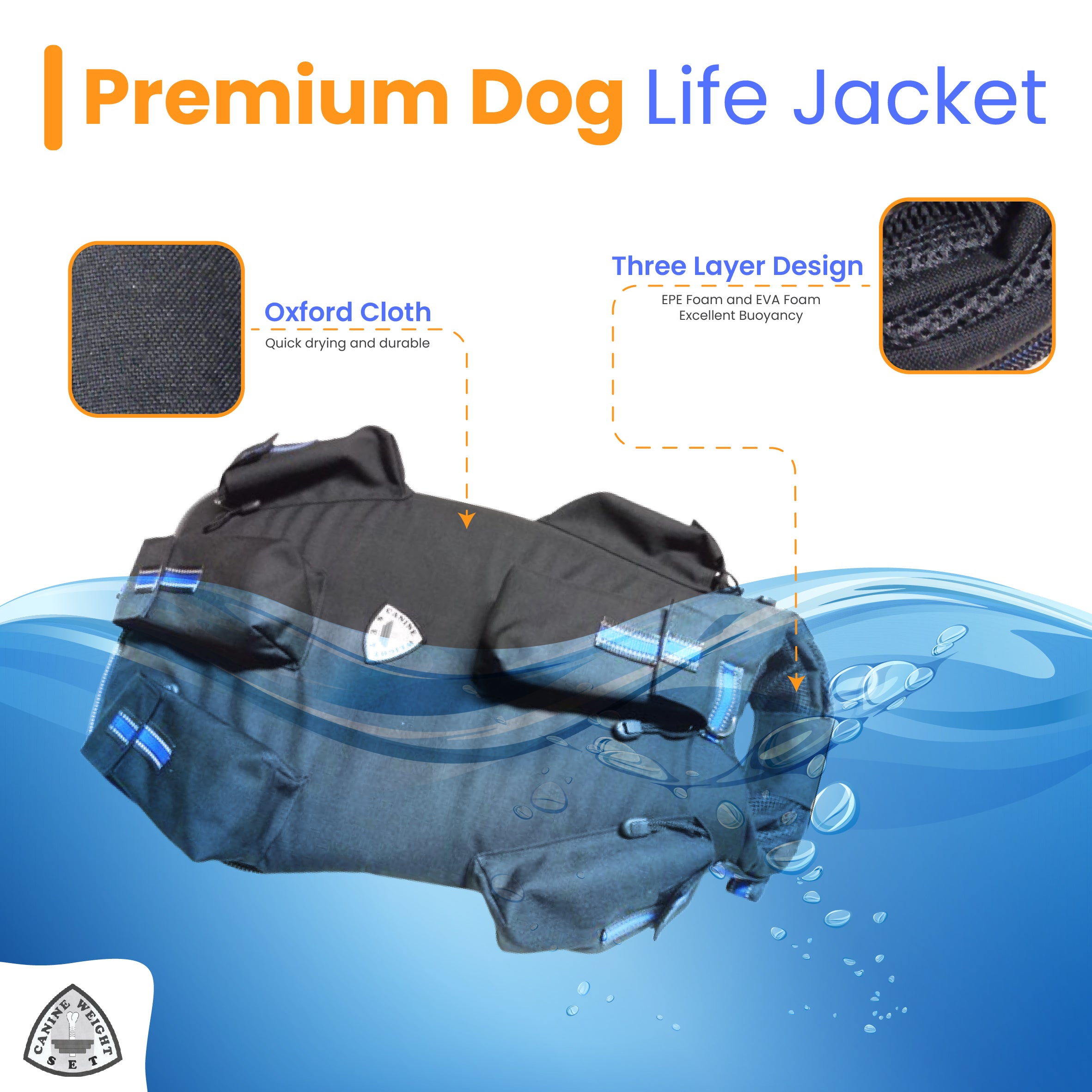 Weighted + Floatation Swimming + Pulling Attachment 3 In 1 Dog Vest